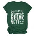 Detailansicht der 'Is It Summer Break Yet?' Grafik auf einem grünen Rundhals-T-Shirt - S / Oberteile / Retro Grün (Weißen Text)