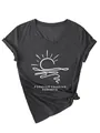 Premium charcoal gray V-neck cotton T-shirt featuring Forever Chasing Sunsets graphic - Heater Grey (White Font)
