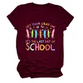 Detail of maroon t-shirt with 'Get Your Cray On' colorful school graphic print. - S / Tops / Burgundy