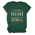 Detailed view of the school-themed graphic on a heather green women's t-shirt - S / Tops / Vintage Green