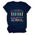 Navy women's T-shirt featuring Get Your Cray On Last Day of School colorful graphic. - S / Tops / Navy Blue