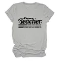 Vista dettagliata della t-shirt grigia a maniche corte con stampa grafica Teacher - Taglia S / Top / Grigio chiaro