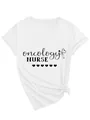 Weißes Damen V-Ausschnitt T-Shirt aus Baumwolle mit einem Oncology Nurse Grafik-Aufdruck - S / Oberteile / Weiß