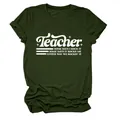 T-shirt verde scuro con dettagli grafici stampati 'Teacher' - Taglia S / Top / Verde militare