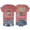 Luxe Teacher Freedom Tour t-shirt en spijkerbroek set met voor- en achteraanzicht - S / Tops / Roségoud (Zwarte Print)