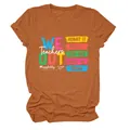 Casual roestkleurig dames T-shirt met een kleurrijk Teachers We Out grafisch ontwerp - S / Tops / Gebrand Oranje (Witte Afdruk)