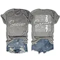 Detailed view of the front and back printed graphics on a grey Senior Class of 2027 tee - S / Tops / Dark Gray