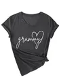 Detalle de camiseta de mujer con cuello en V gris con texto grammy y corazón - S / Tops / Gris