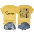 T-shirt gialla Senior Class of 2027 con dettagli del design anteriore e posteriore - Taglia S / Top / Giallo