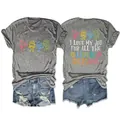 Vista fronte e retro di una t-shirt grigia con stampe di bambini e testi colorati - Taglia S / Top / Grigio scuro