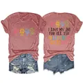Dettaglio fronte e retro della t-shirt da donna rosso melange con stampa slogan colorata - Taglia S / Top / Oro Rosa (Grafica Nera)