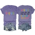 T-shirt viola con dettagli davanti e dietro e stampa con slogan I Love My Job - Taglia S / Top / Viola (Stampa Nera)
