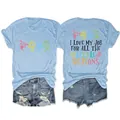 T-shirt da donna azzurra con la stampa I Love My Job for All the Little Reasons - Taglia S / Top / Azzurro (Stampa Nera)