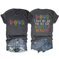 T-shirt grigia da donna con scritta I Love My Job for All the Little Reasons fronte e retro. - Taglia S / Top / grigio canapa scuro