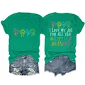T-shirt verde da donna con grafica, vista fronte e retro con scritta I Love My Job - Taglia S / Top / Verde Scuro