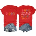 T-shirt rossa da donna vista posteriore con citazione 'I Love My Job' e stampa - Taglia S / Top / Rosso