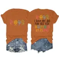 Dettaglio della t-shirt arancione per insegnanti con stampa I Love My Job e bambini - Taglia S / Top / Arancione Ruggine (Grafica Nera)