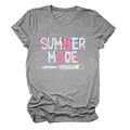 Λεπτομέρεια της στάμπας Summer Mode Loading σε γκρι γυναικείο βαμβακερό μπλουζάκι - S / Tops / σκούρο γκρι