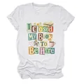 Detailed view of white women's T-shirt featuring 'I Closed My Book To Be Here' print - S / Tops / White
