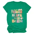 Detailed view of the comfortable green women's T-shirt with literary graphic print - S / Tops / Dark Green