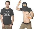 Camiseta creativa de hombre gris oscuro con detalle de disfraz de máscara ninja abatible - S / Tops / Gris oscuro