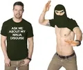Camiseta divertida de hombre con diseño de disfraz de ninja en color verde oscuro - S / Tops / Verde Militar