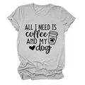 Λεπτομέρεια της στάμπας 'All I Need Is Coffee and My Dog' σε γκρι casual μπλουζάκι. - S / Tops / Ανοιχτό Γκρι (Μαύρη Γραμματοσειρά)
