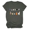 Vista dettagliata della simpatica stampa di undici gatti su una t-shirt grigia - Taglia S / Top / Grigio scuro