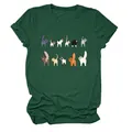 Vista dettagliata della t-shirt da donna verde scuro con stampa grafica di gatti - Taglia S / Top / verde retrò