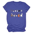 T-shirt blu da donna con girocollo e simpatica stampa grafica di undici gatti sul davanti - Taglia S / Top / blu retrò