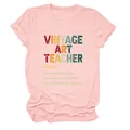 Λεπτομέρεια ροζ μπλουζάκι vintage art teacher με στρογγυλή λαιμόκοψη και γραφικά - S / Tops / Ροζ