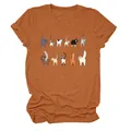 Dettaglio delle undici stampe di gatti cartoni animati sulla maglietta arancione. - Taglia S / Top / arancio bruciato