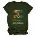 Λεπτομέρεια εκτύπωσης Vintage Art Teacher σε σκούρο πράσινο γυναικείο T-shirt - S / Tops / Πράσινο του Στρατού