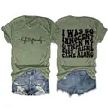 Λεπτομέρεια πράσινου γυναικείου t-shirt με σλόγκαν μπροστά και γραφικό μήνυμα στην πλάτη - S / Tops / Λαδί