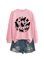 Pink long sleeve sweatshirt featuring veterinary cat and dog graphic prints detail - Pink Sweatshirt (Black Font)