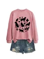 Women's pink sweatshirt featuring cute cat, dog, and stethoscope graphic prints. - Rose Gold Sweatshirt (Black Font)