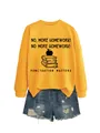 Detailed view of yellow sweatshirt with funny punctuation print and denim shorts. - Yellow (Black Letters)