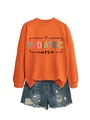Stylish orange pediatric nurse crewneck sweatshirt with heart graphic for women - S / Tops / Orange (Black Letters)