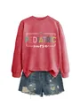 Detailed view of red crewneck sweatshirt with 'PEDIATRIC nurse' graphic print - S / Tops / Red (White Graphic)