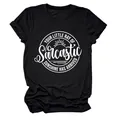 Detailweergave van zwart dames-T-shirt met sarcastische grafische opdruk van de zon - S / Tops / Zwart (Wit Lettertype)