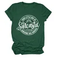 Donkergroen dames T-shirt met ronde hals en een witte sarcastische grafische print - S / Tops / Vintage Groen (Wit Lettertype)