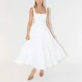 Elegantes weißes Midikleid mit eckigem Ausschnitt und weit ausgestelltem Rockteil - S / Oberteile / Weiß