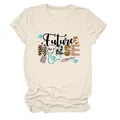 Detailed view of Future Nurse graphic print on a comfortable cream casual loose fit t-shirt - S / Tops / Sand (Black Text)