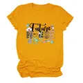 Detail of vibrant yellow Future Nurse t-shirt featuring creative medical themed graphics - S / Tops / Mustard Yellow (Black Text)