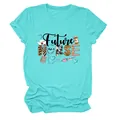 Détail du t-shirt turquoise Future Nurse avec imprimé léopard et motifs médicaux - S / Hauts / Bleu Eau Profonde