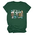 Vue détaillée de l'imprimé Future Nurse sur un t-shirt décontracté vert foncé - S / Hauts / Vert Vintage