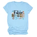 T-shirt bleu clair Future Nurse avec imprimé léopard et des éléments médicaux créatifs - S / Hauts / Bleu Clair (Texte Noir)