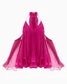 Lebhaftes fuchsienfarbenes Chiffon-Minikleid mit Neckholder und eleganten Falten - S / Oberteil Und Unterteil / Magenta