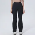 High-waisted black flared yoga pants designed for fitness, gym, and running activities - S / Bottoms / Black