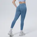 Leggings de yoga sans couture à taille haute délavée avec effet push-up fessier. - S / Bas / Bleu Denim